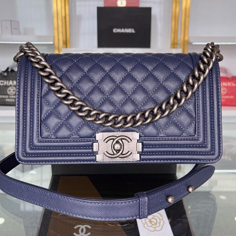 Chanel 2.55 Classic A67086 Fine ball patterned diamond grid blue antique silver buckle